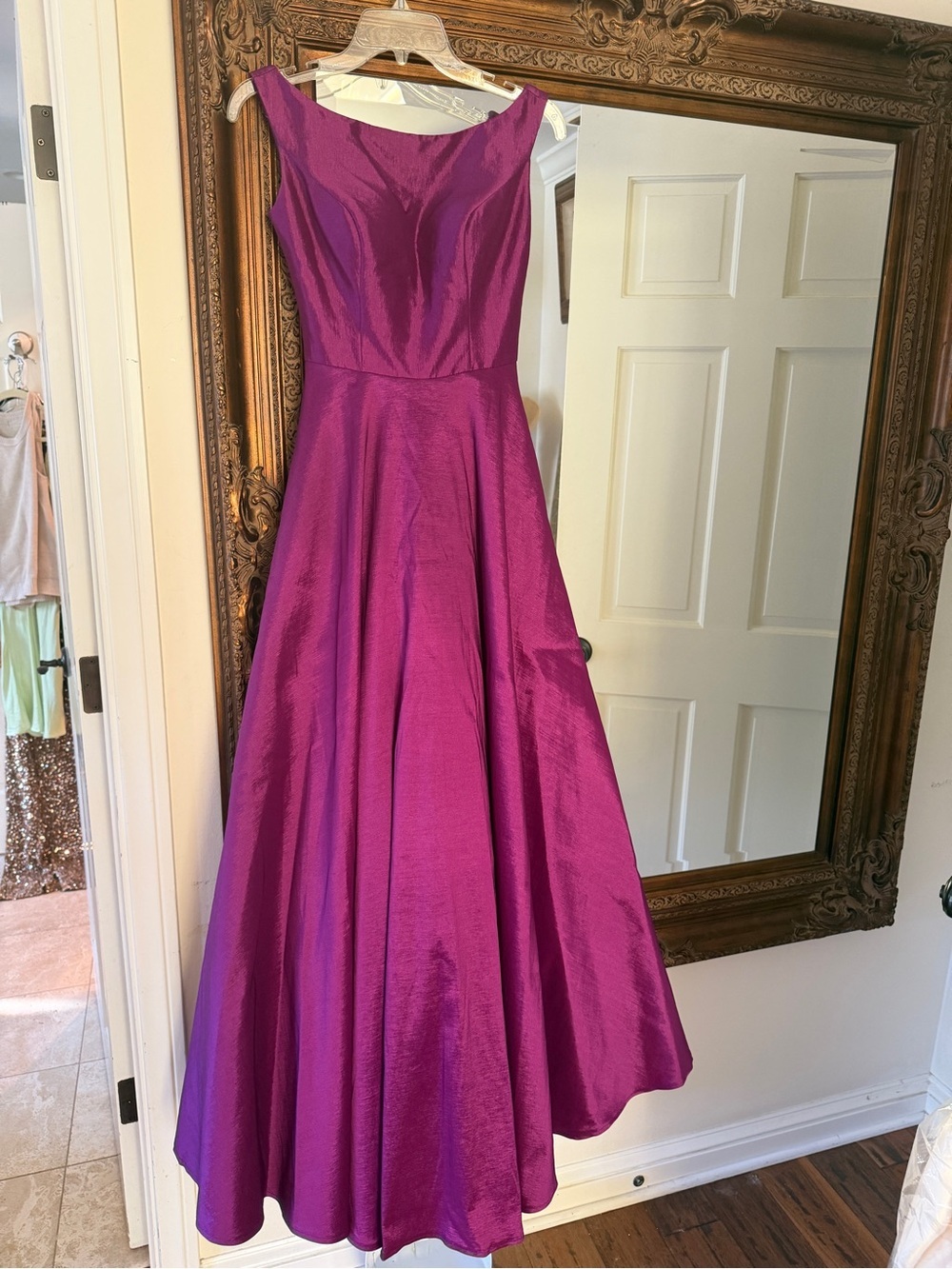 Fuchsia Satin Maxi Evening Gown